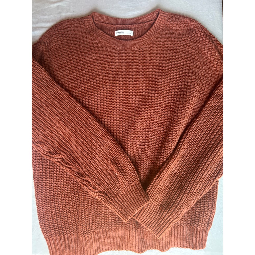 Sonoma Goods For Life Women L Gray Rust Stitch Crewneck Sweater Bundle 2pk - Picture 6 of 9